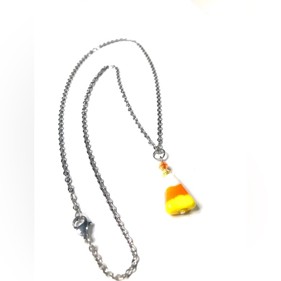 Handmade Candy Corn Pendant Women Halloween Fall Thanksgiving Party Gift - Picture 6 of 6